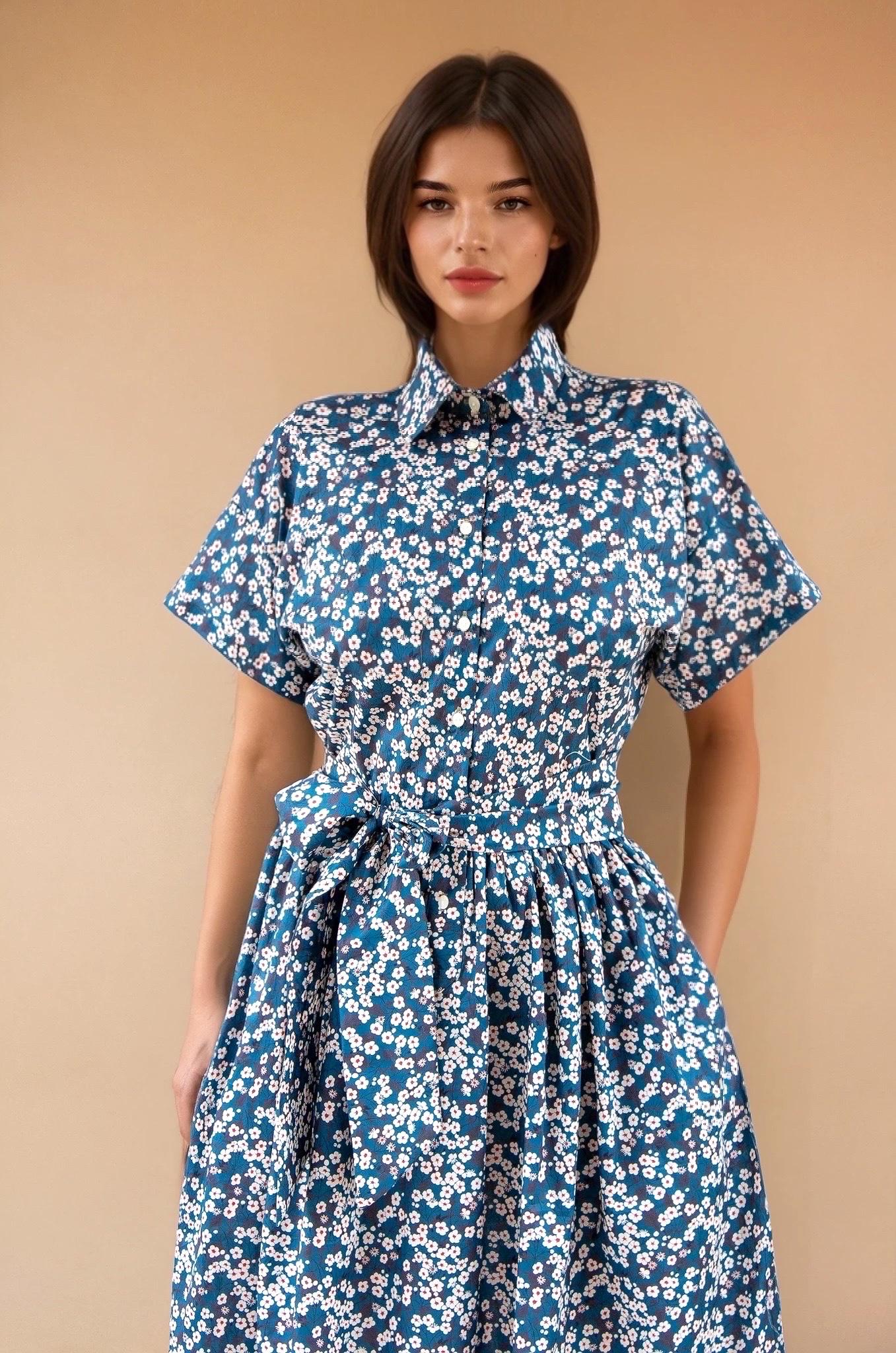 Liberty Shirt Dress, Liberty Print Dress, Liberty of London, Midi Shirt Dress, Short Sleeve Dress, Floral Print Dress, Liberty Print Fabric