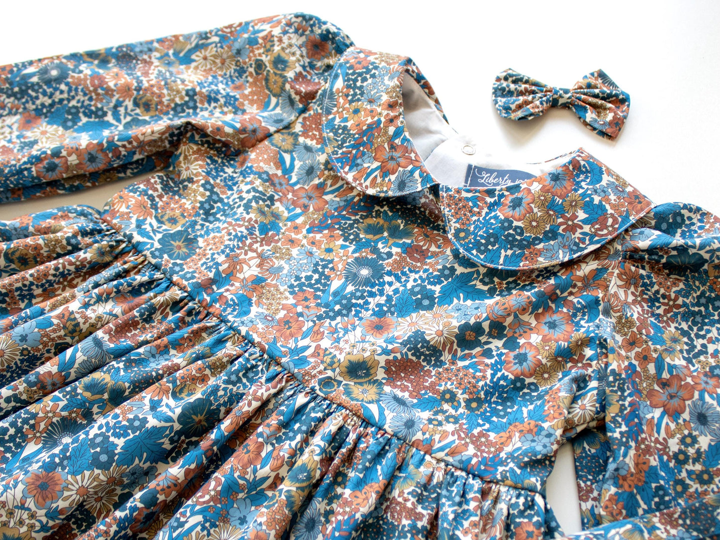 Liberty Long Sleeve Dress Peter Pan Collar: Autumn Winter Dress, Ditsy Floral Print