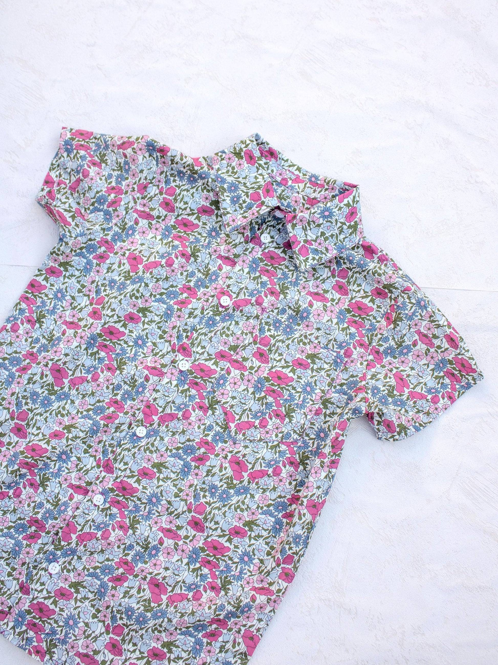 Liberty boy shirt, Liberty of London, Button Up Shirt, Floral Print shirt, Short Sleeve Shirt, Collared Boy Shirt, Back To School, Boy Shirt