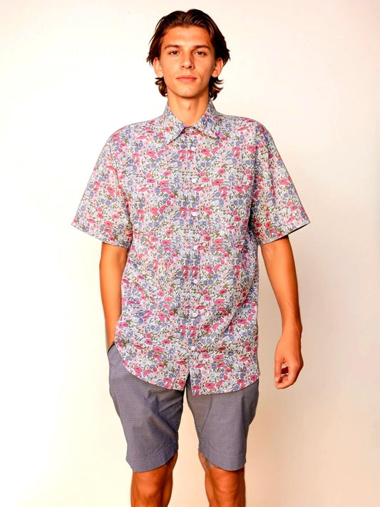 Liberty Men Shirt, Liberty of London, Men Button Up Shirt, Men Short Sleeve Shirt, Floral Men Shirt, Men Casual Shirt, Men Dress Shirt