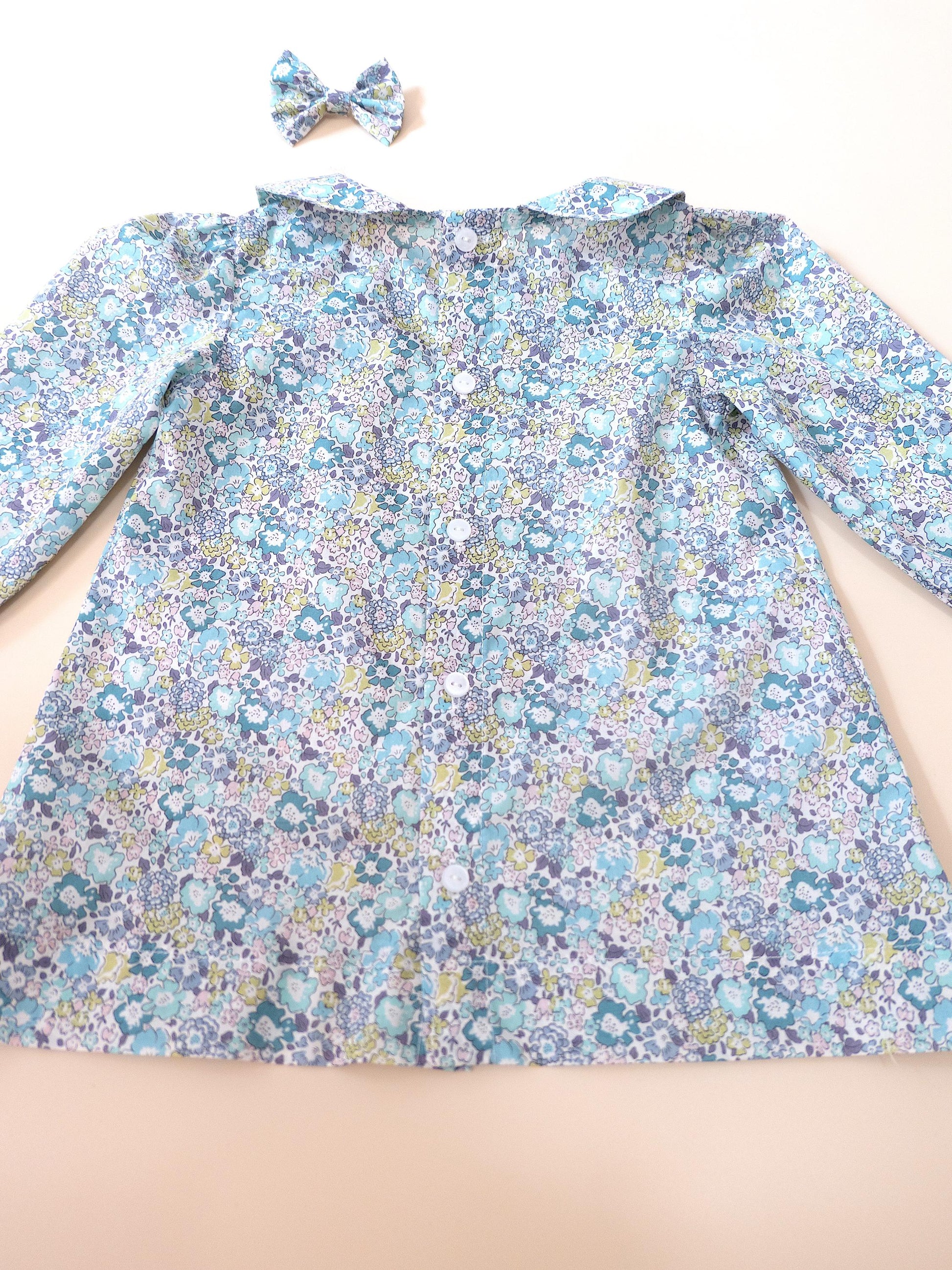 Liberty Of London Peter Pan Collar Long Sleeves Little Girl Blouse