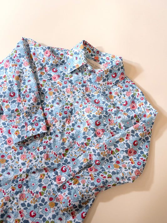 Liberty of London Boy Shirt Button Up Long Sleeves in Liberty Betsy Fabric