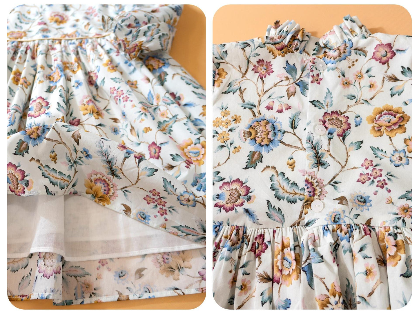 LIBERTY of London Long Sleeve Girl Dress With Victorian Ruffle Collar