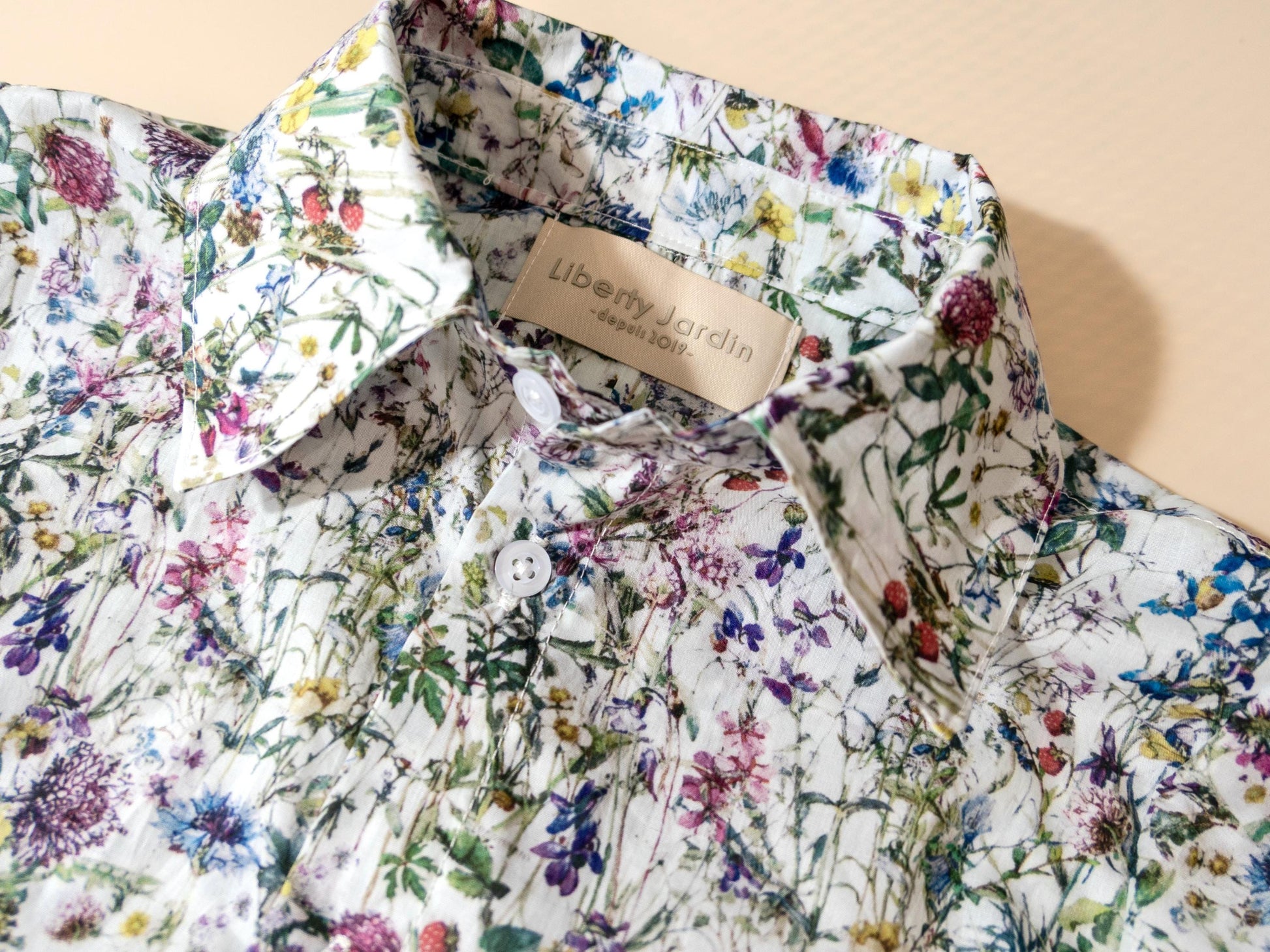Button Up Short Sleeve Boy Shirt Made With Liberty of London Print Fabric