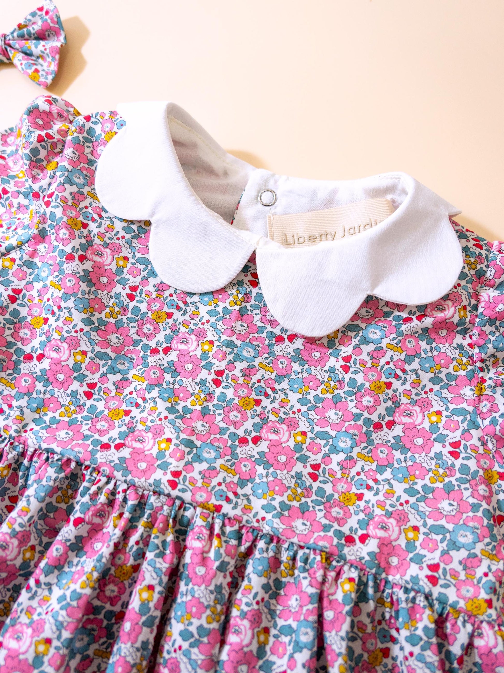 Liberty London Long Sleeve Baby Bubble: Floral Print Cotton Playsuit, Baby Girl Onesie