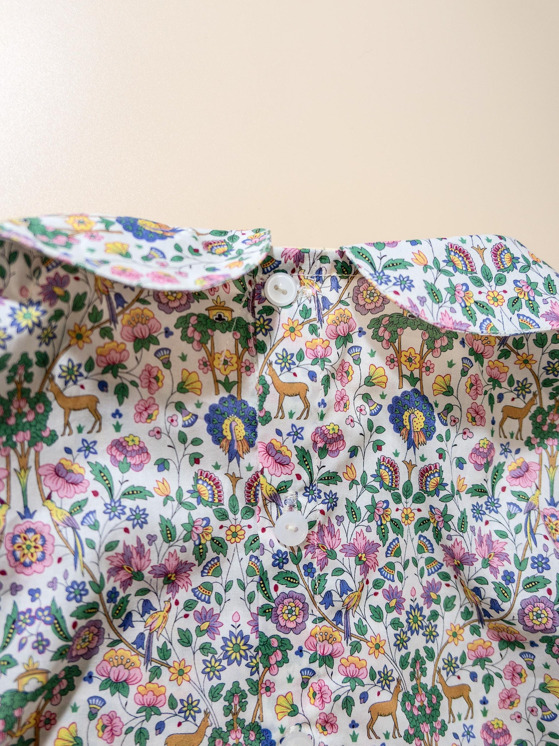 Liberty London Girl Blouse: Peter Pan Collar, Cotton Floral Print, Long Sleeve