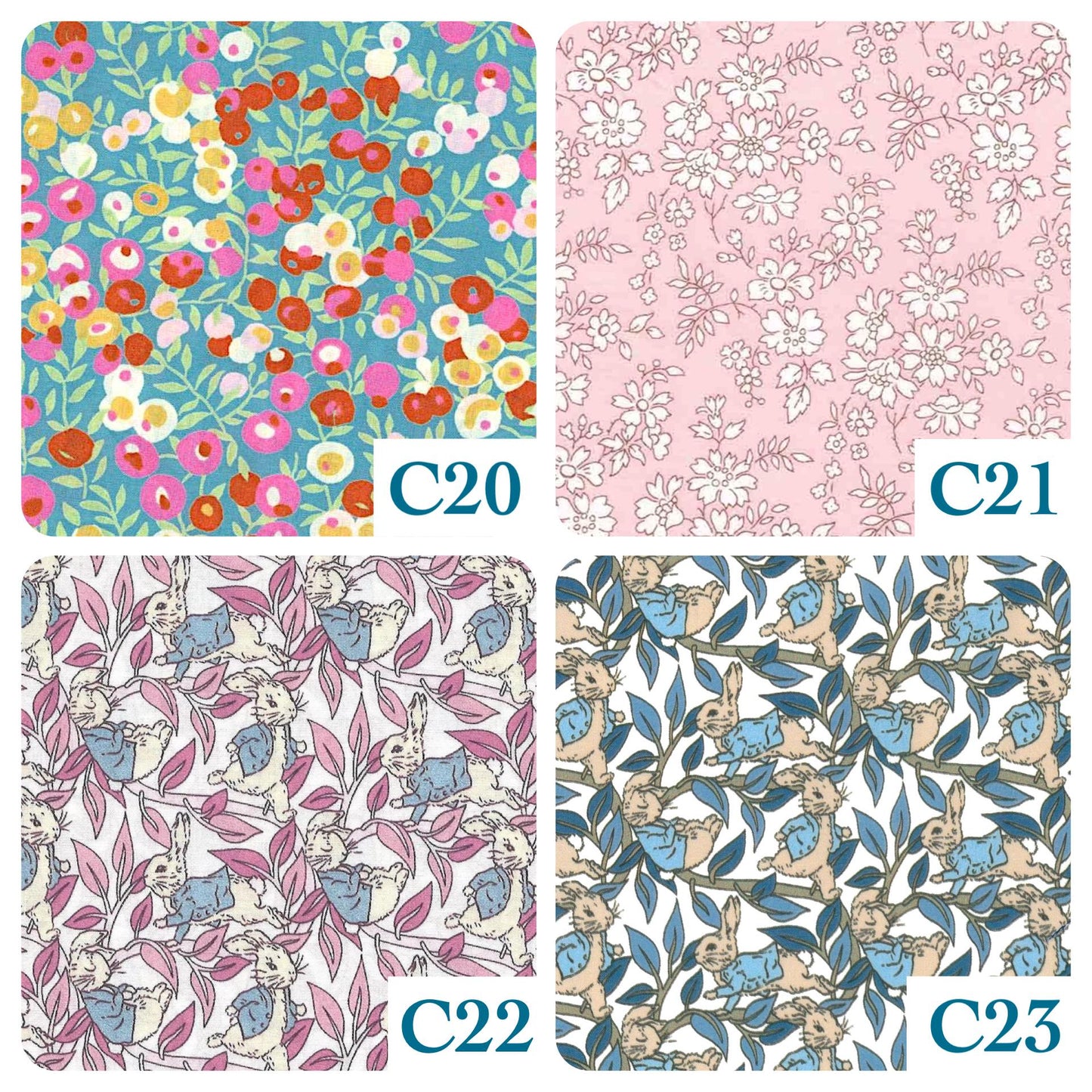 Liberty London Baby Bib Set: Floral Print Cotton Scallop Edge