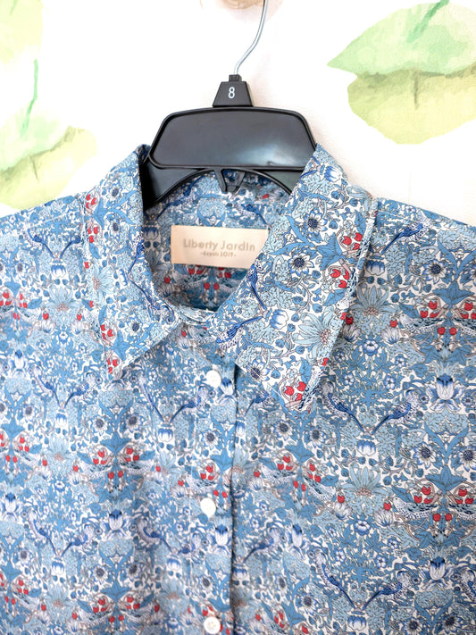 Short Sleeve Liberty Men Shirt Button Up Made with Liberty of London Print Fabric