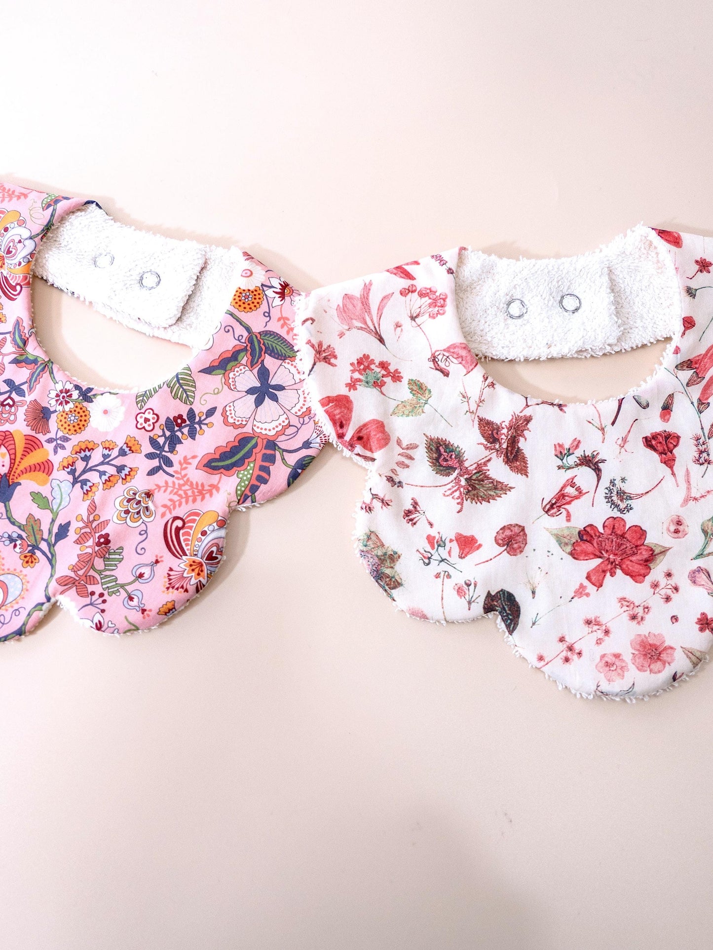Liberty London Baby Bib Set: Floral Print Cotton Scallop Edge