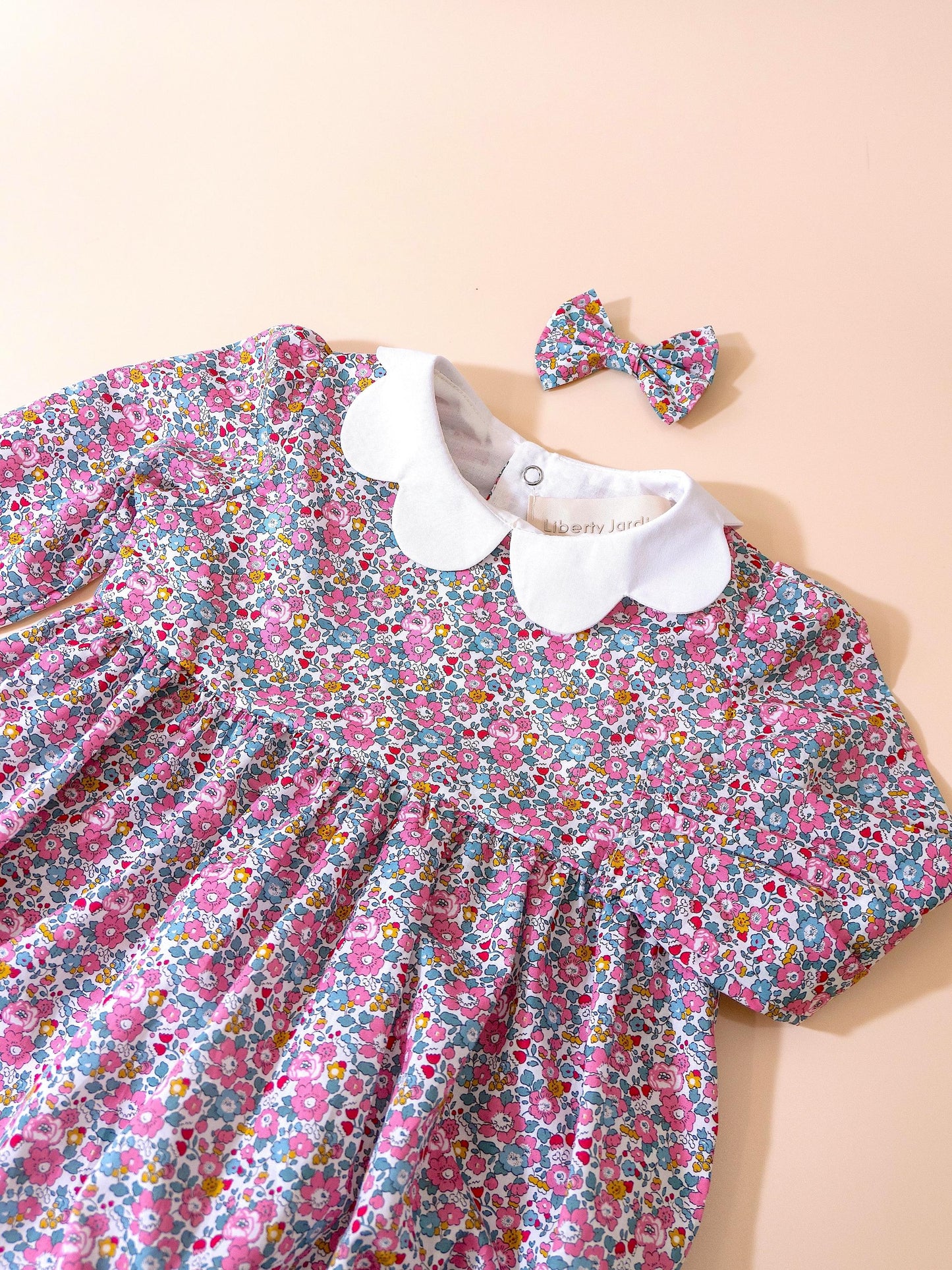 Liberty London Long Sleeve Baby Bubble: Floral Print Cotton Playsuit, Baby Girl Onesie