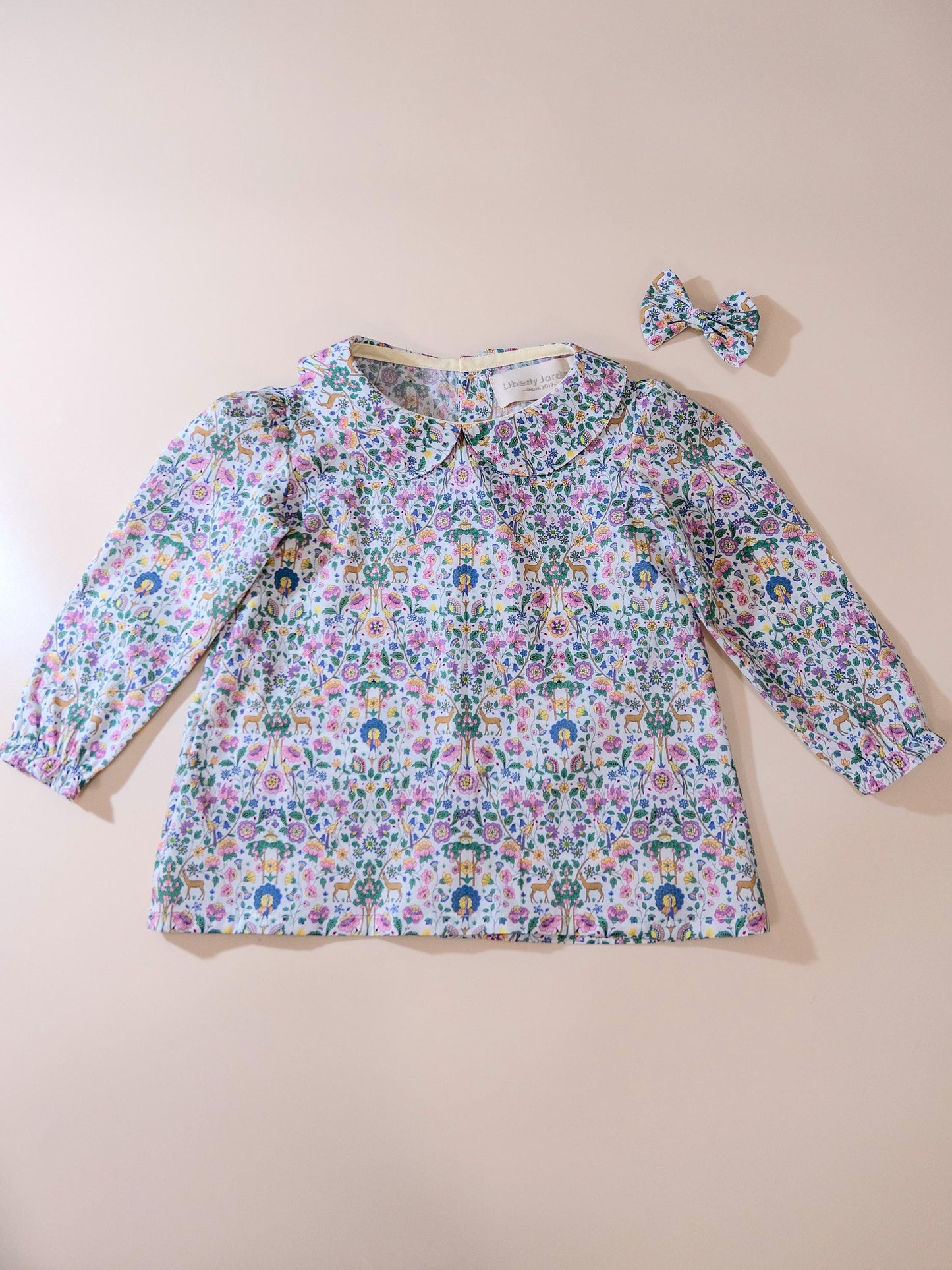 Liberty London Girl Blouse: Peter Pan Collar, Cotton Floral Print, Long Sleeve