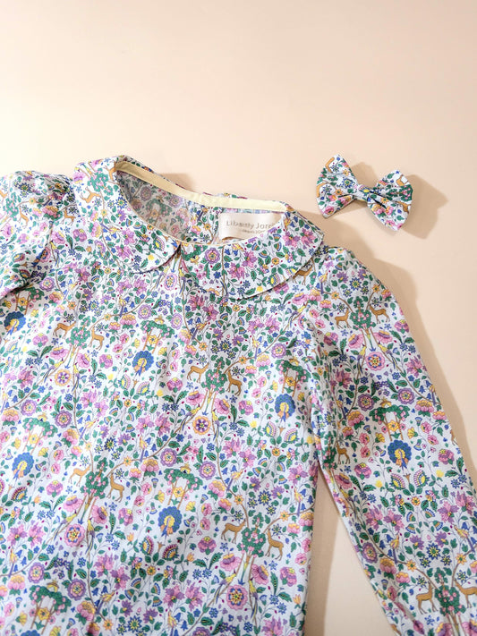 Liberty London Girl Blouse: Peter Pan Collar, Cotton Floral Print, Long Sleeve