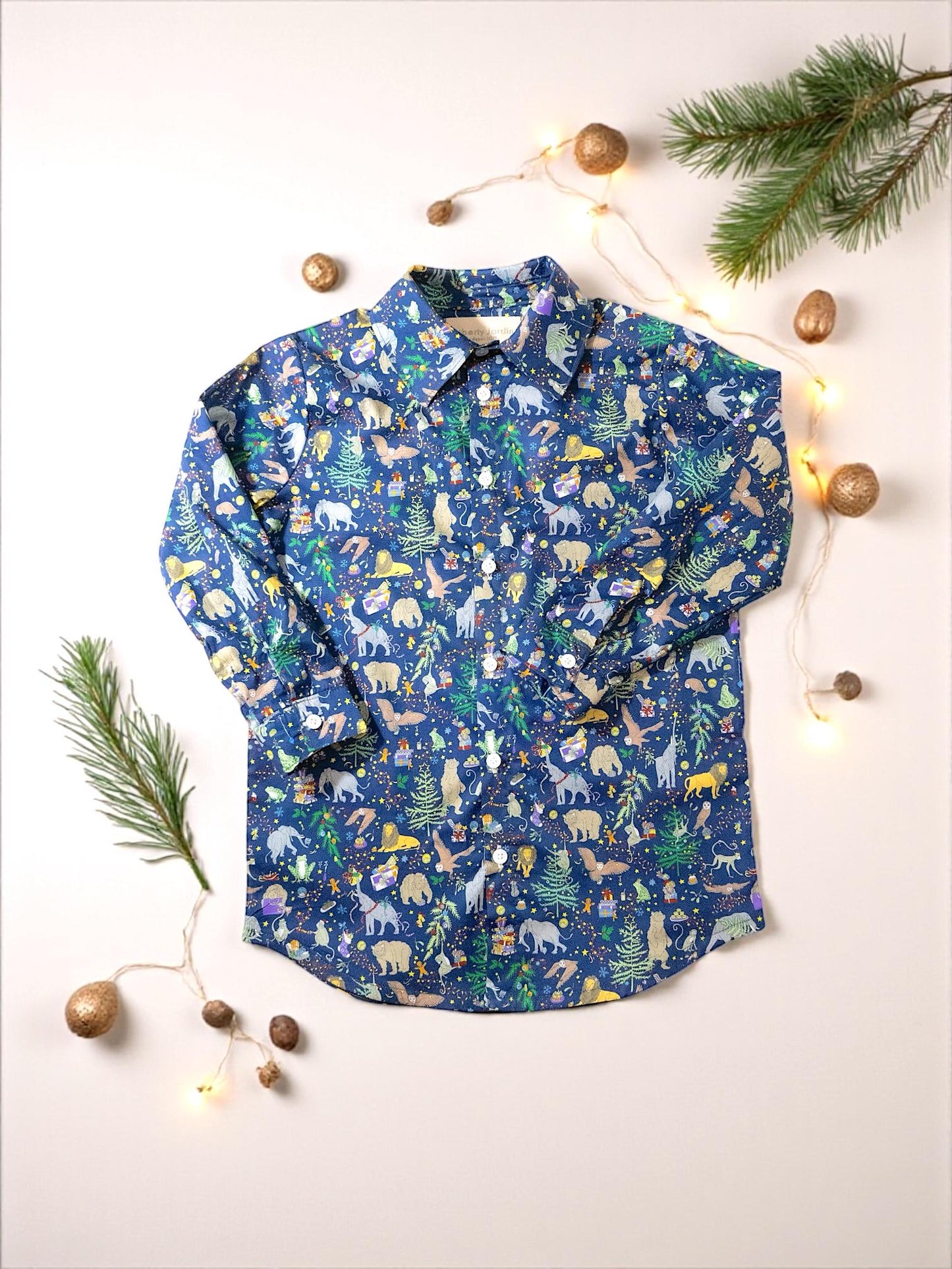 Liberty London Christmas Boy Shirt: Tana Lawn Cotton Long Sleeve