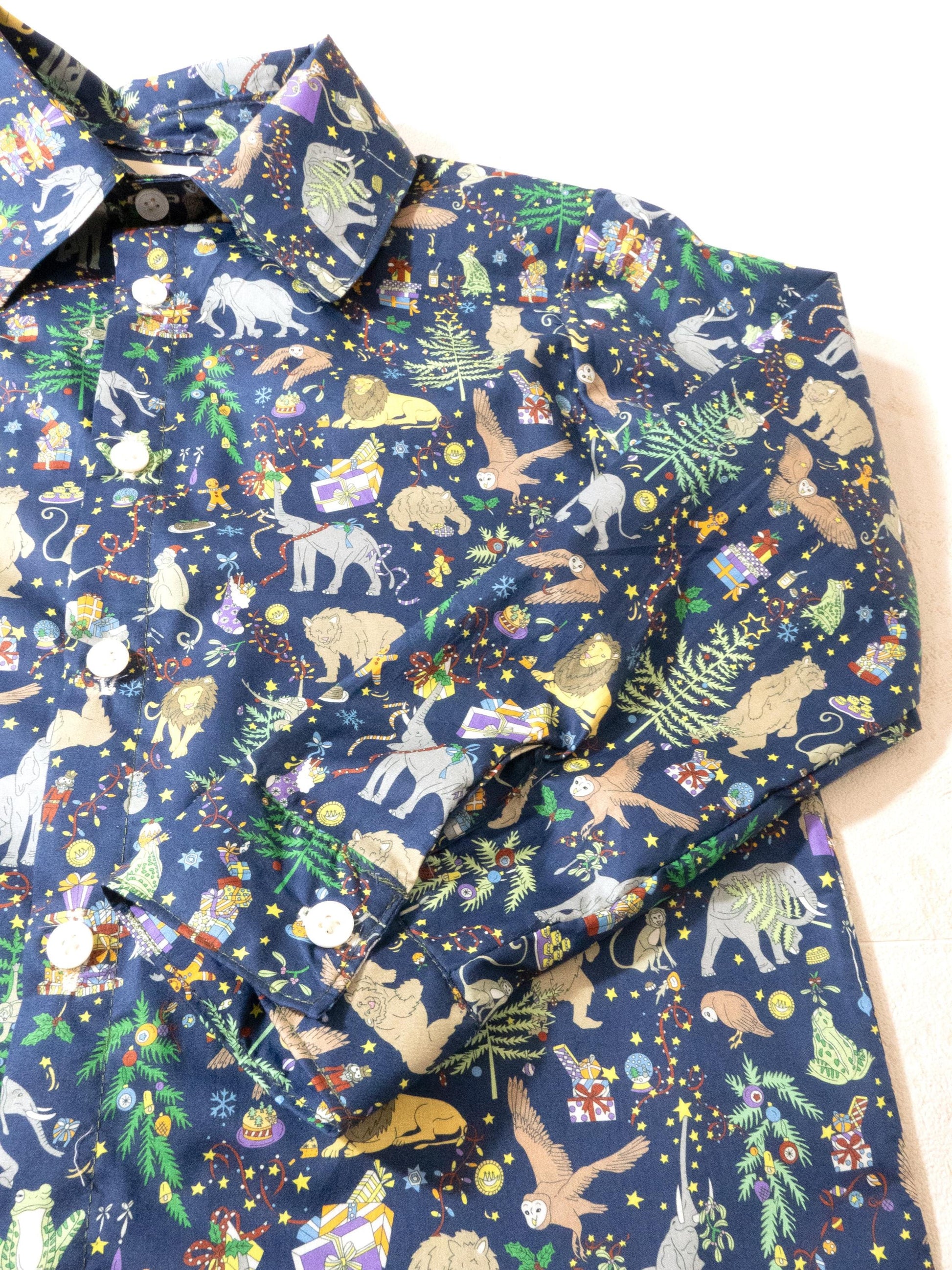 Liberty London Christmas Boy Shirt: Tana Lawn Cotton Long Sleeve