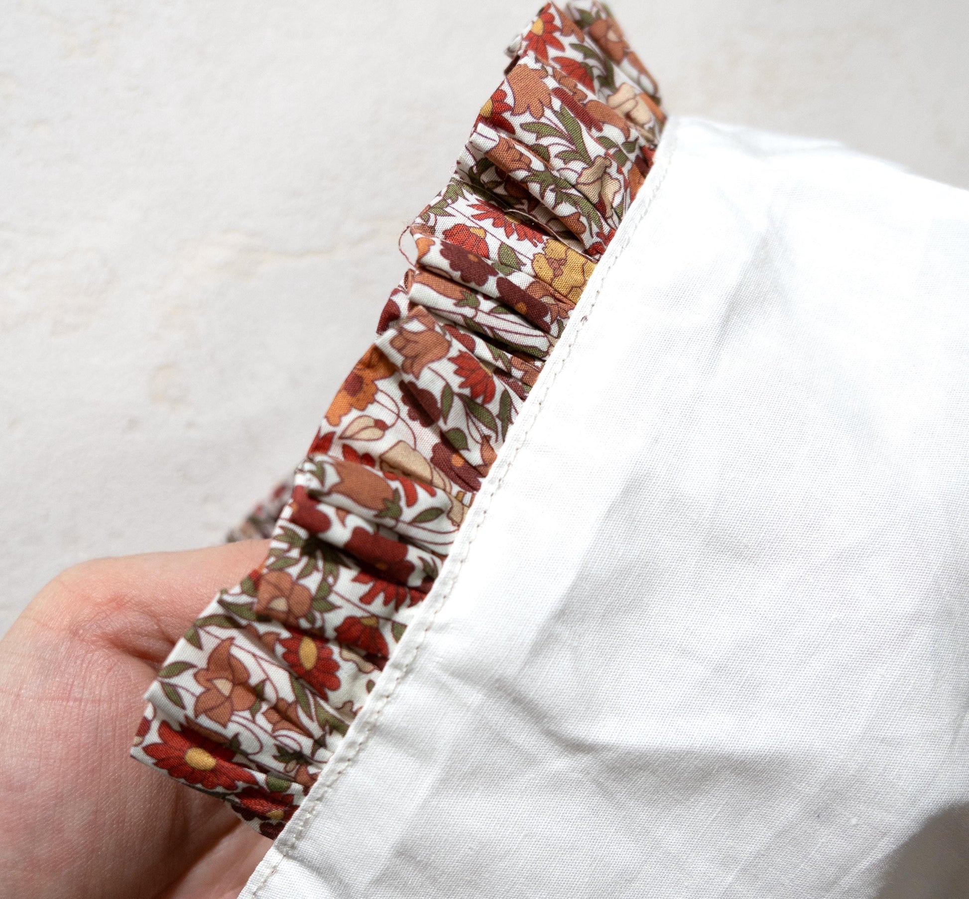 Liberty London Ditsy Floral Print Ruffle Brim Bonnet, Handmade Rust Mustard Cotton Sun Hat