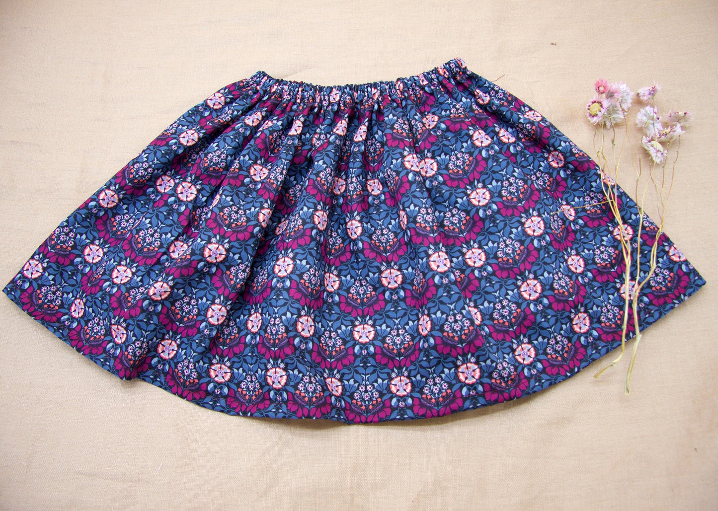 Liberty London Handmade Floral-Print Skirt, Botanical Sustainable Children Clothing, Eco-friendly Cotton Lawn Knee-length Skirt