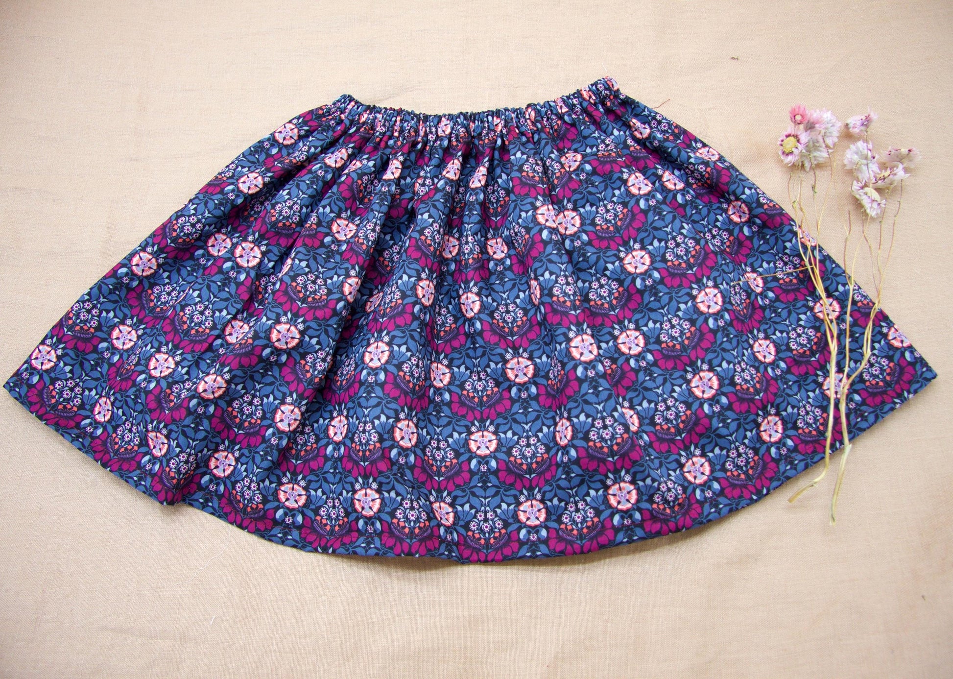 Liberty London Handmade Floral-Print Skirt, Botanical Sustainable Children Clothing, Eco-friendly Cotton Lawn Knee-length Skirt