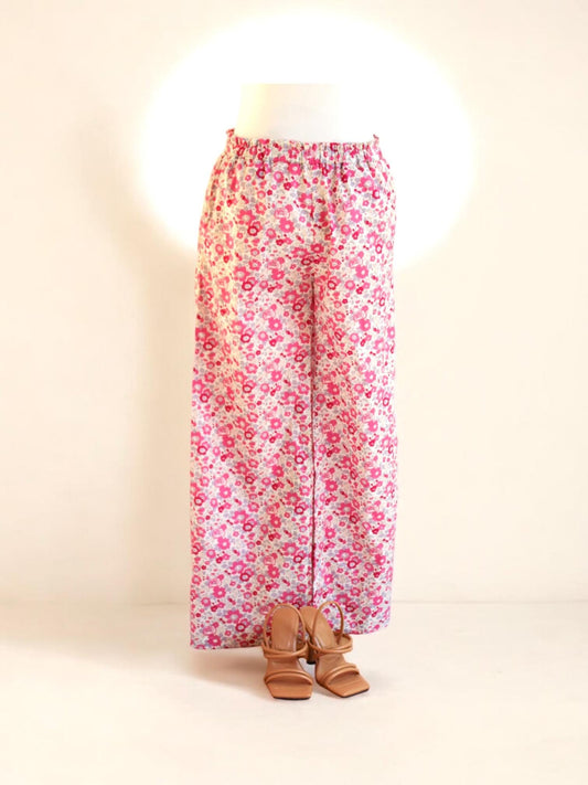 Liberty London Palazzo Pants: Floral Print Wide Leg Cotton Trousers