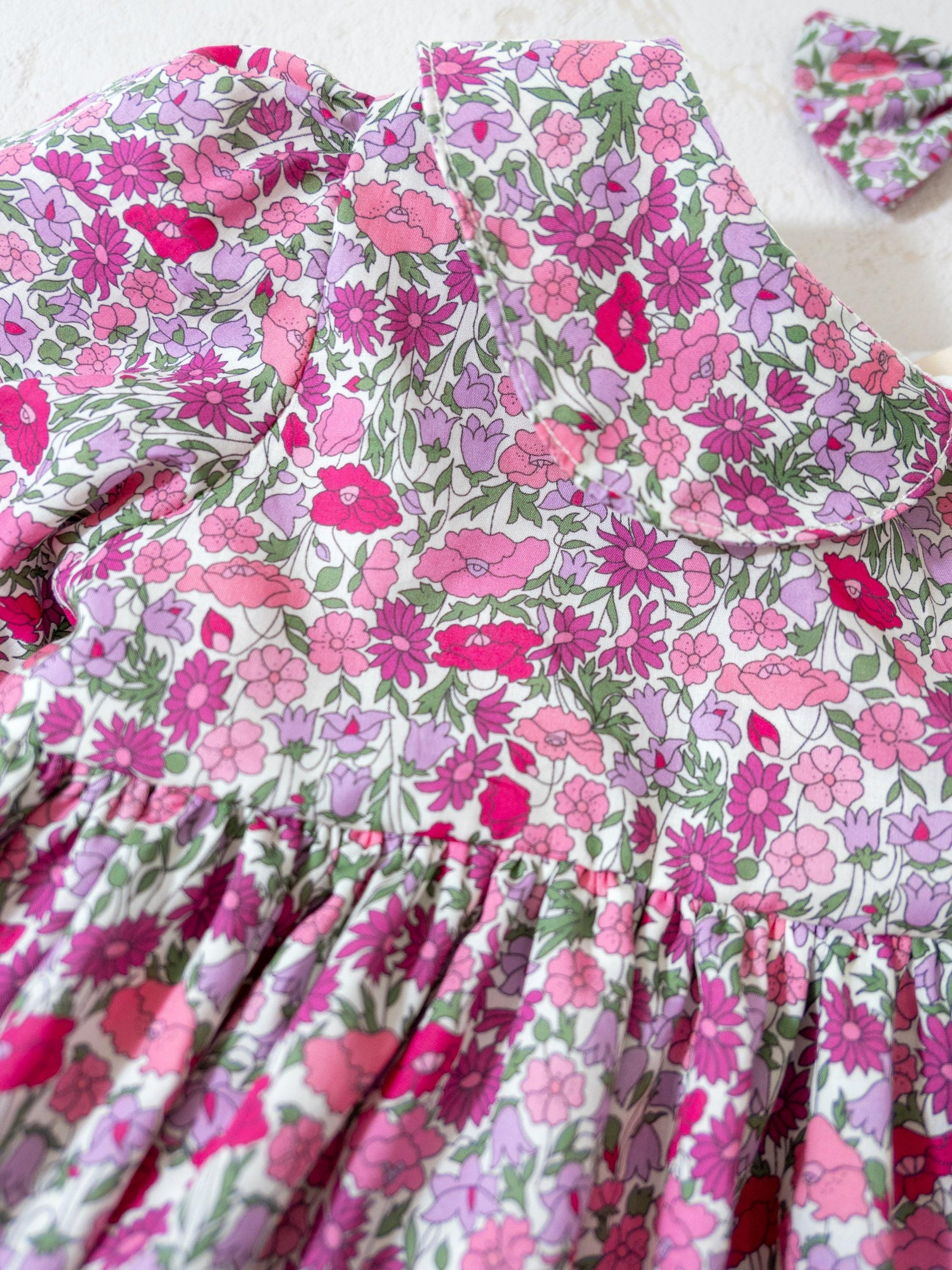 Liberty London Long Sleeves Floral Print Dress, Peter Pan Collar Cotton Tana Lawn Dress