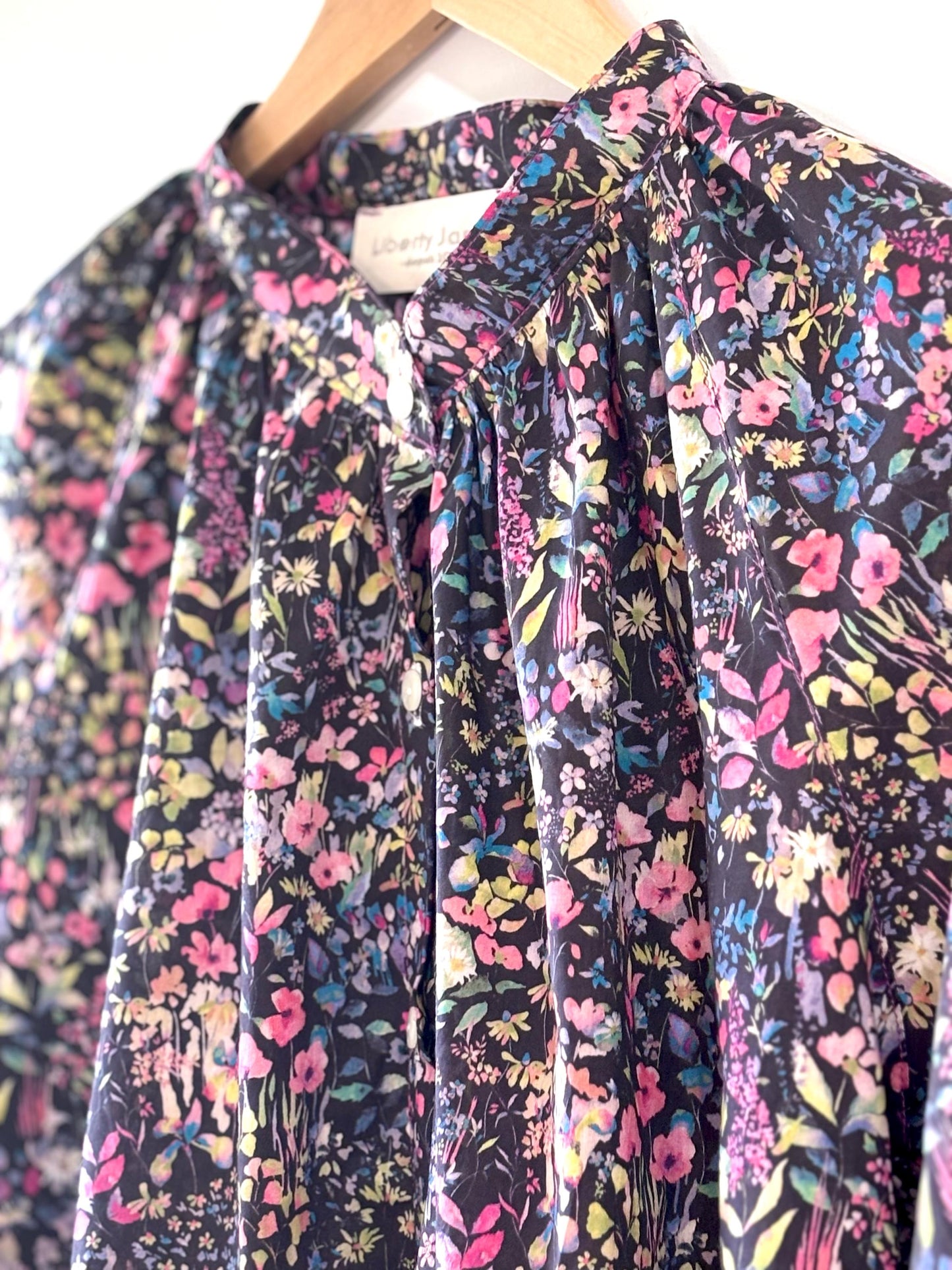 Liberty London Floral Blouse, Mandarin Collar Tana Lawn Cotton Top