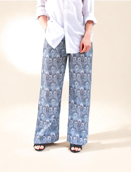 Liberty London Palazzo Pants: Floral Print Wide Leg Cotton Trousers