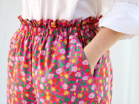 Liberty London Palazzo Pants: Floral Print Wide Leg Trousers