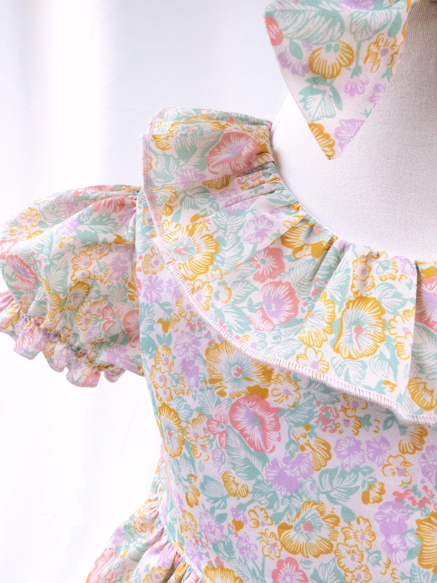 Liberty London Floral Baby Dress, Ruffle Collar, Balloon Sleeves, Size 2Y