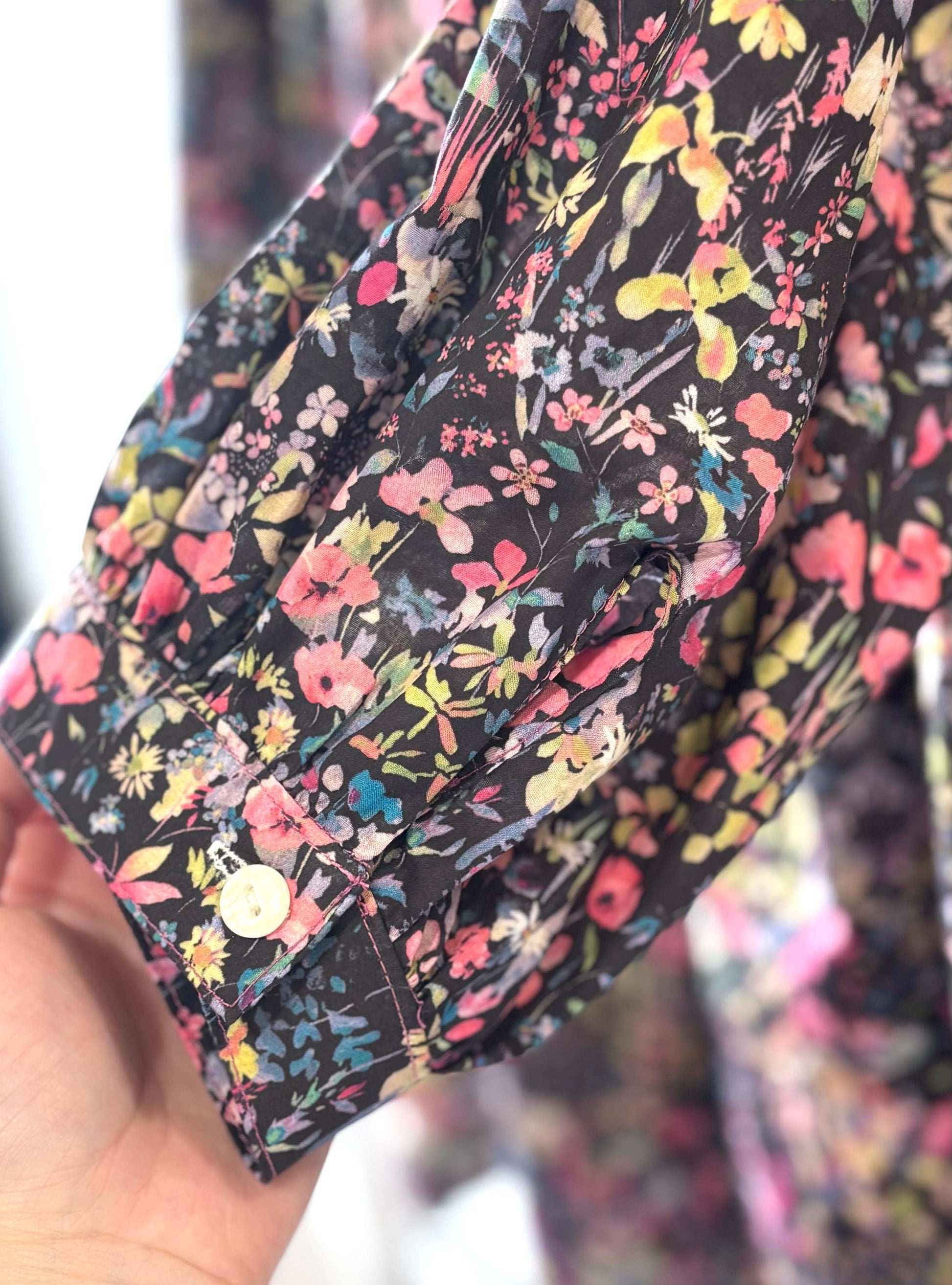 Liberty London Floral Blouse, Mandarin Collar Tana Lawn Cotton Top