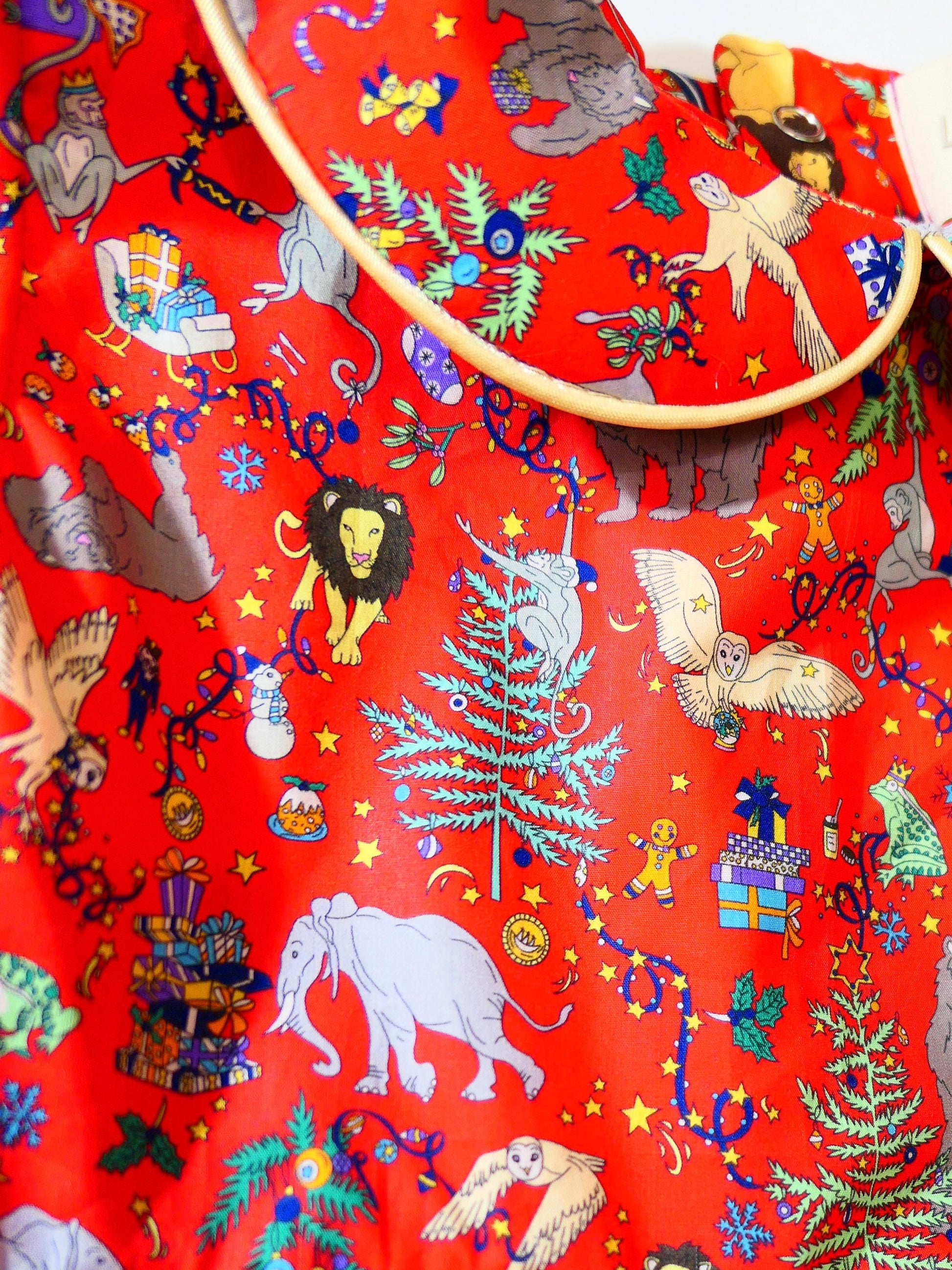 CHRISTMAS Liberty Overalls Long Sleeves Peter Pan Collar