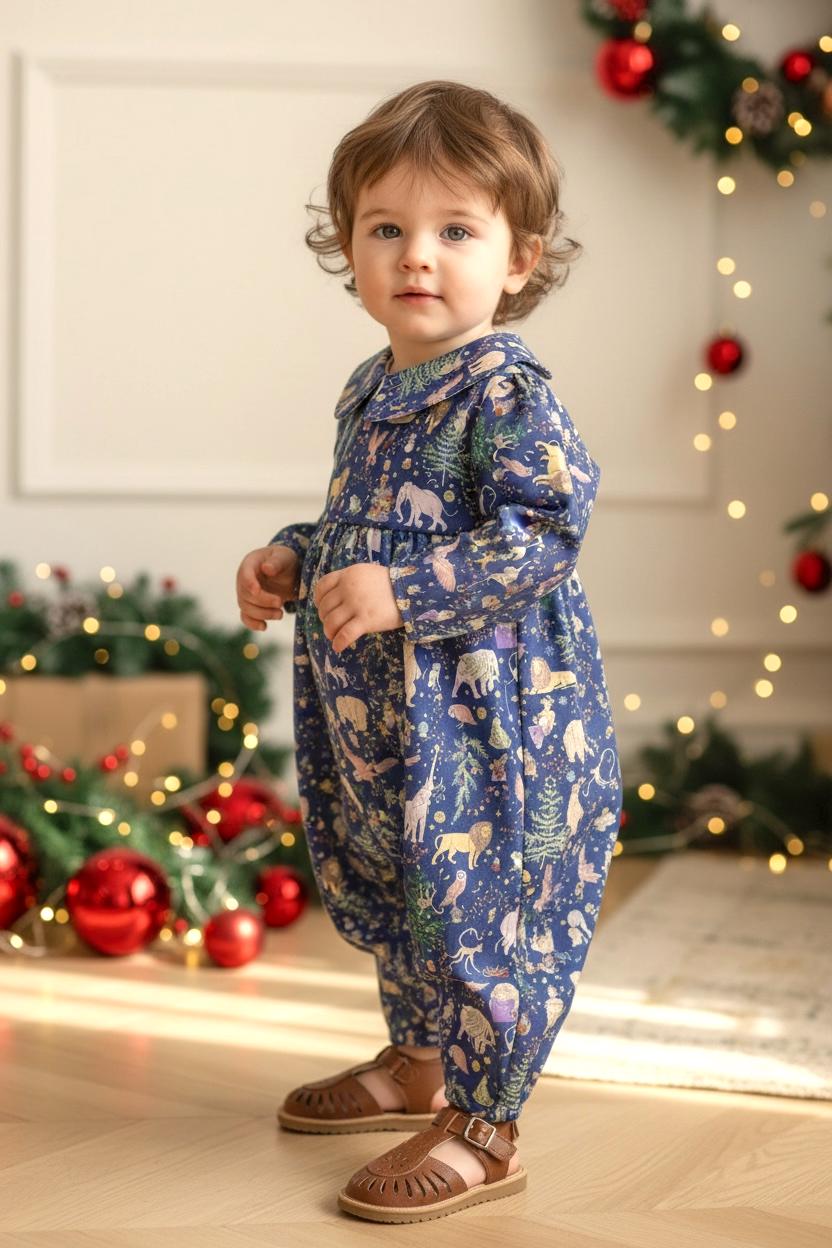 CHRISTMAS Liberty Overalls Long Sleeves Peter Pan Collar