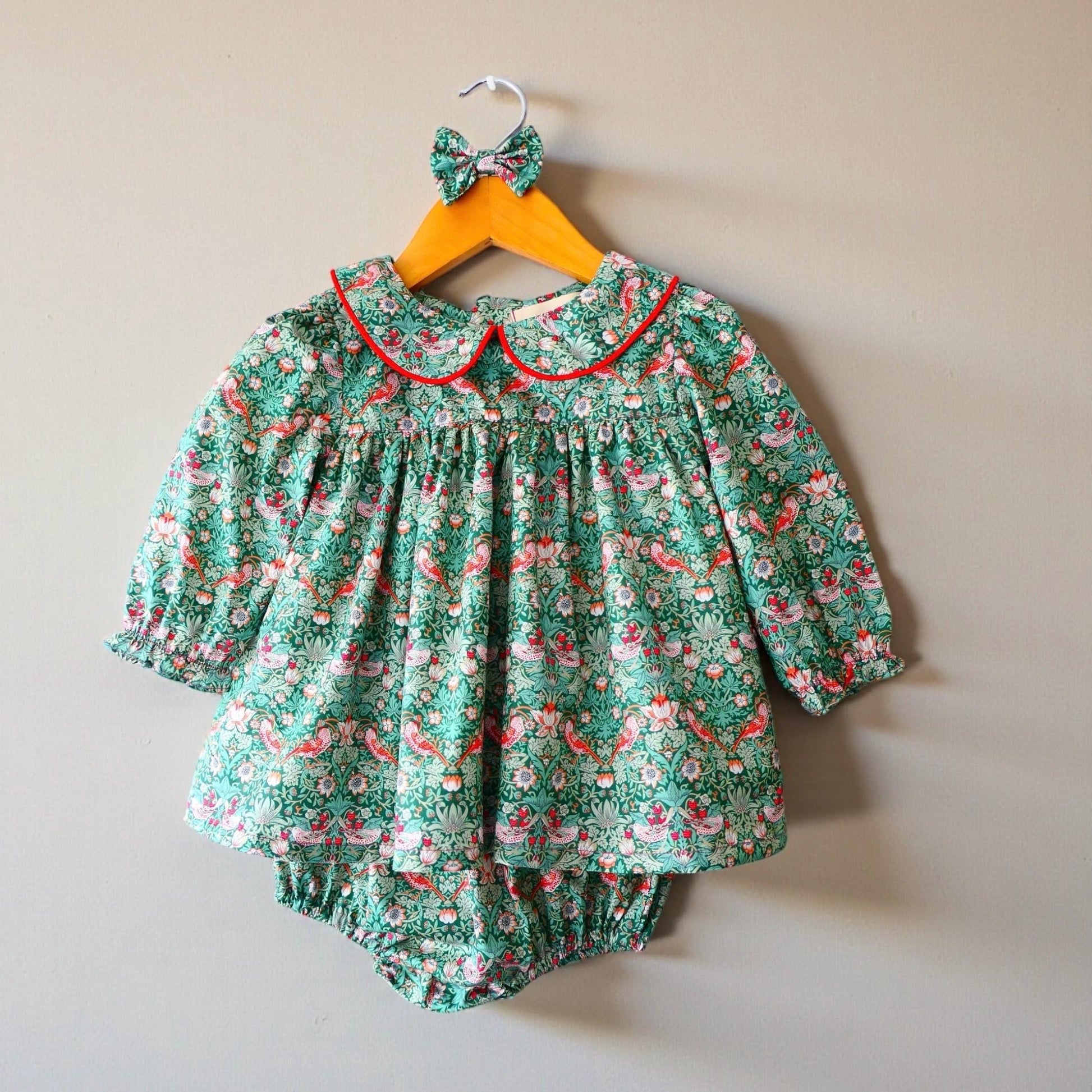 Christmas Baby Girl Outfit: Liberty London Floral Blouse & Bloomer Set