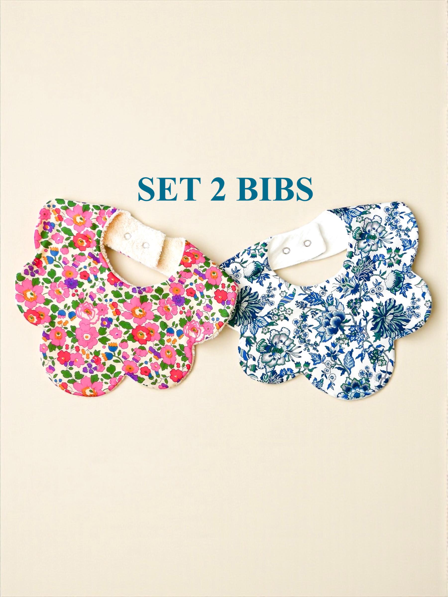Liberty London Baby Bib Set: Floral Cotton, Organic Cotton