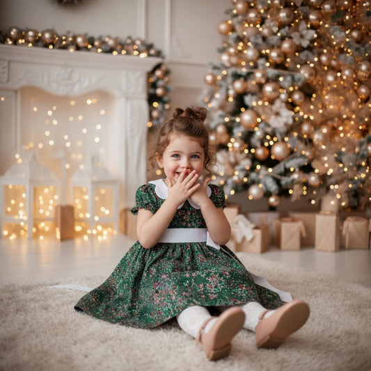 CHRISTMAS Liberty London Dress: Short Puffy Sleeve, Scallop Collar