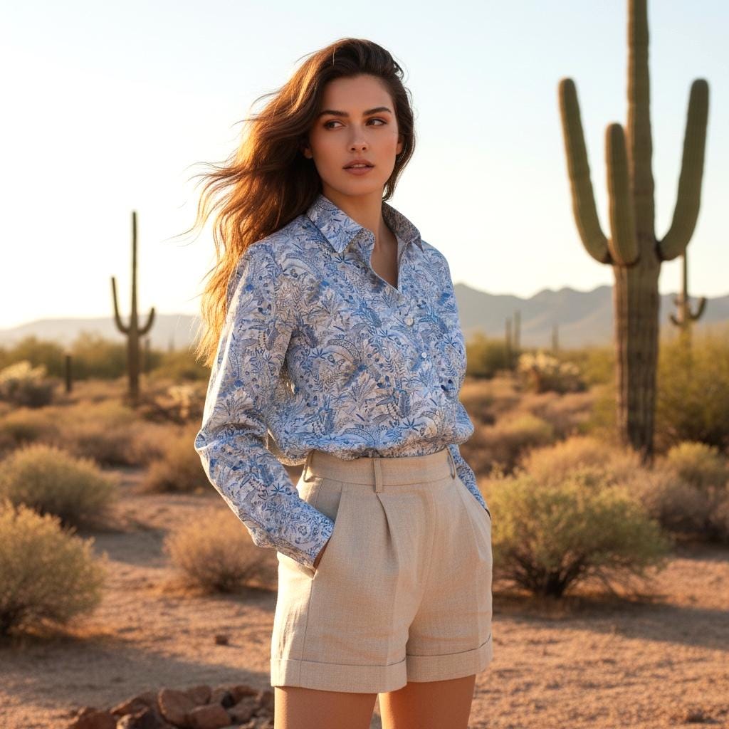 Liberty Print Woman Shirt Long Sleeve: Floral Print, Button Through Blouse