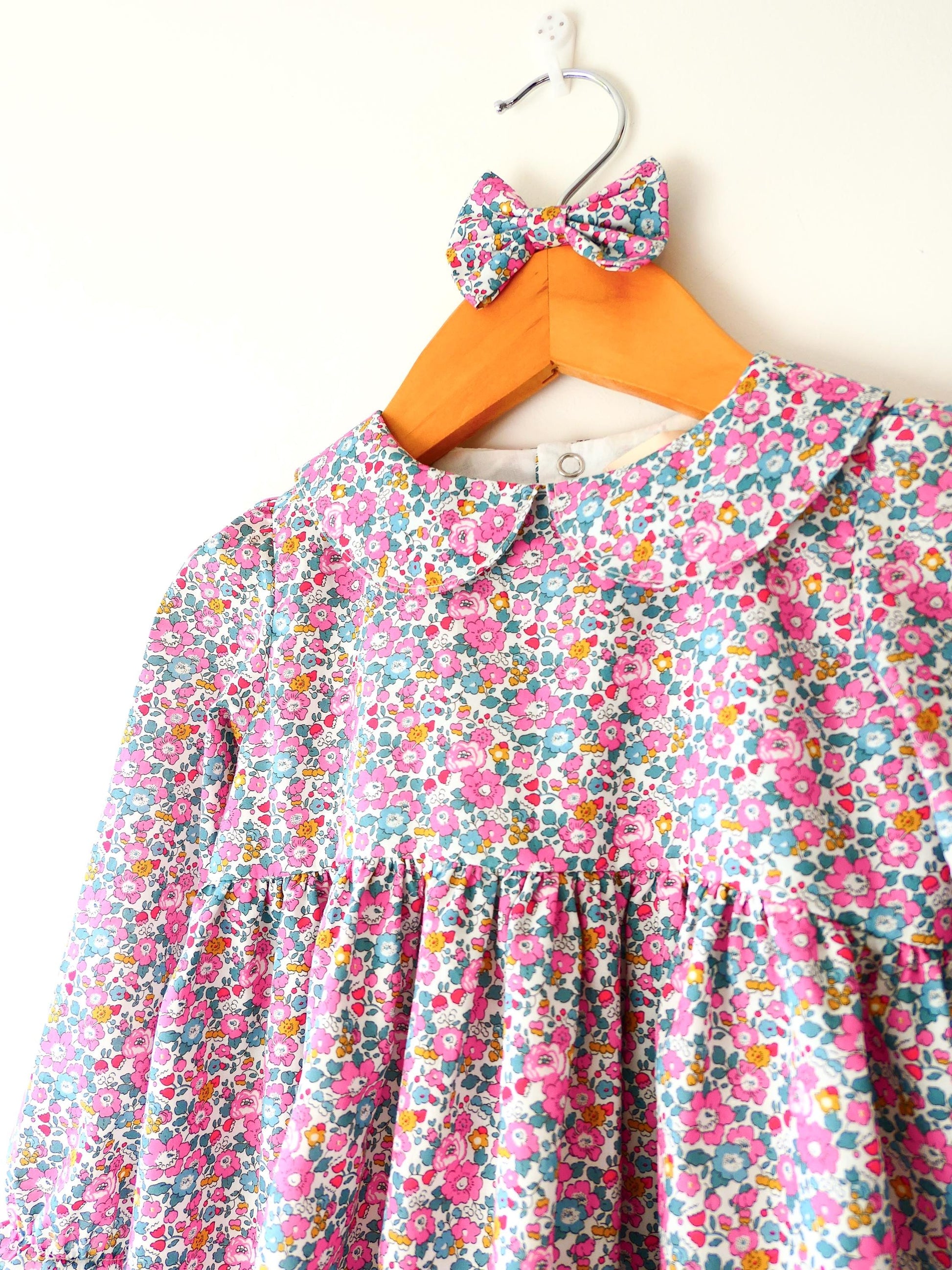 Liberty Long Sleeve Dress Peter Pan Collar: Autumn Winter Dress, Ditsy Floral Print