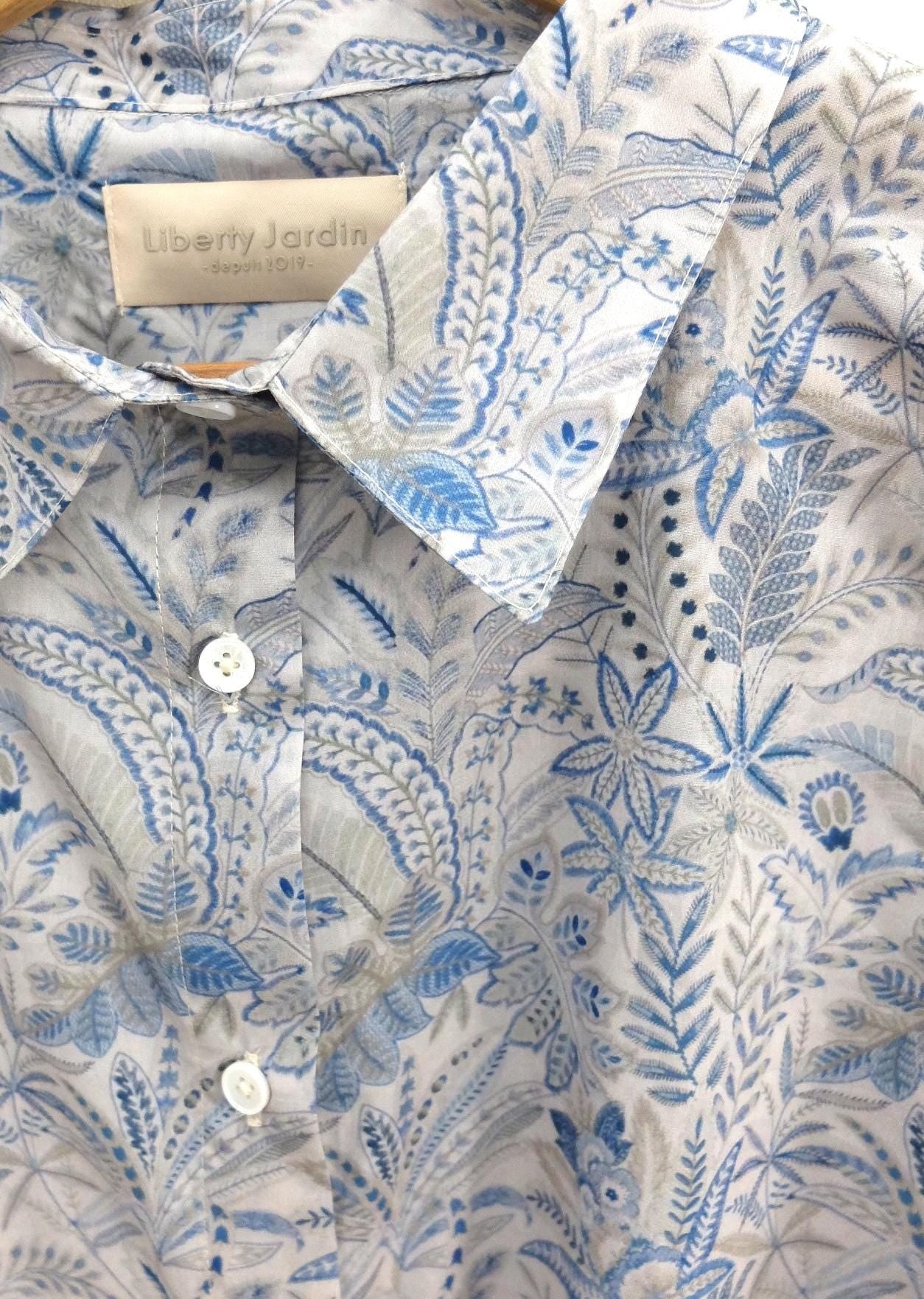 Liberty Print Woman Shirt Long Sleeve: Floral Print, Button Through Blouse