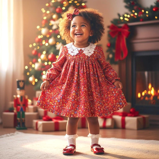 CHRISTMAS Liberty London Dress: Peter Pan Collar, Long Puffy Sleeve