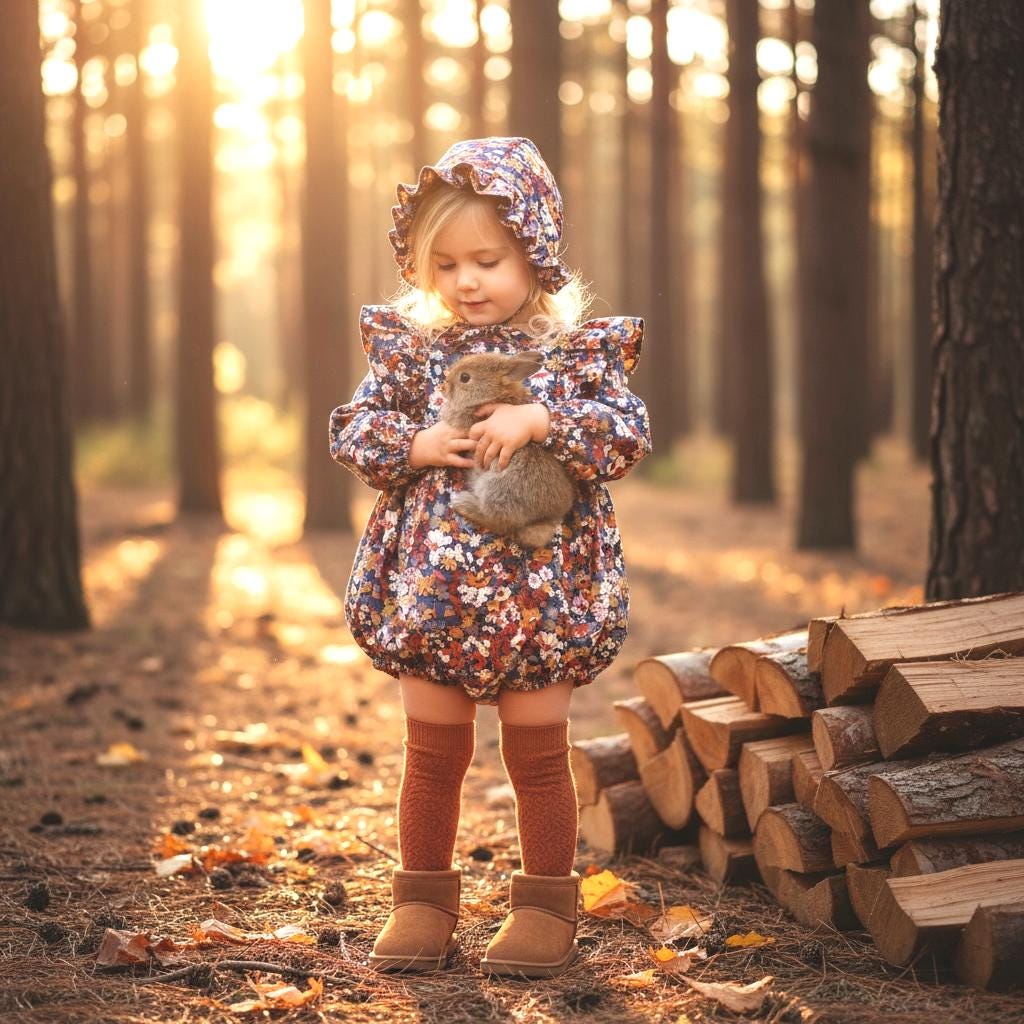 Liberty Print Baby Romper: Long Sleeves, Bubble Floral Cotton