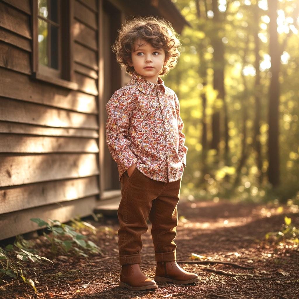 Liberty of London Cotton Print Boy Shirt: Long Sleeves, Button-Up