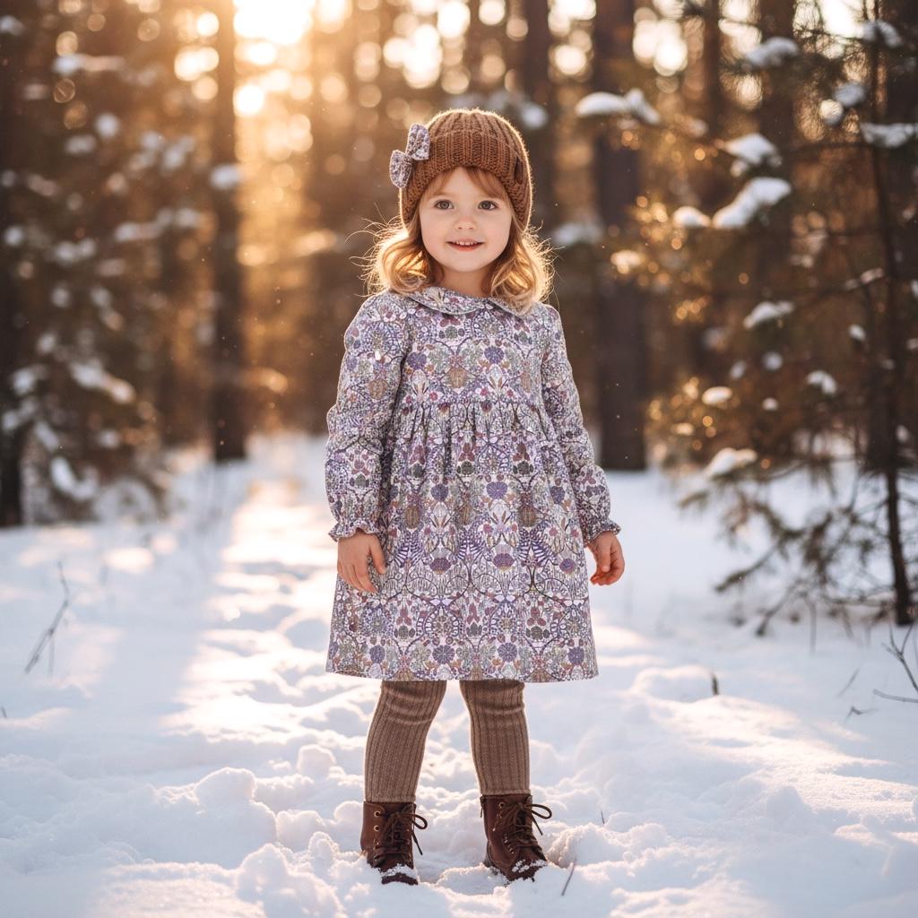 Liberty Floral Print Dress: Peter Pan Collar, Long Puffy Sleeve