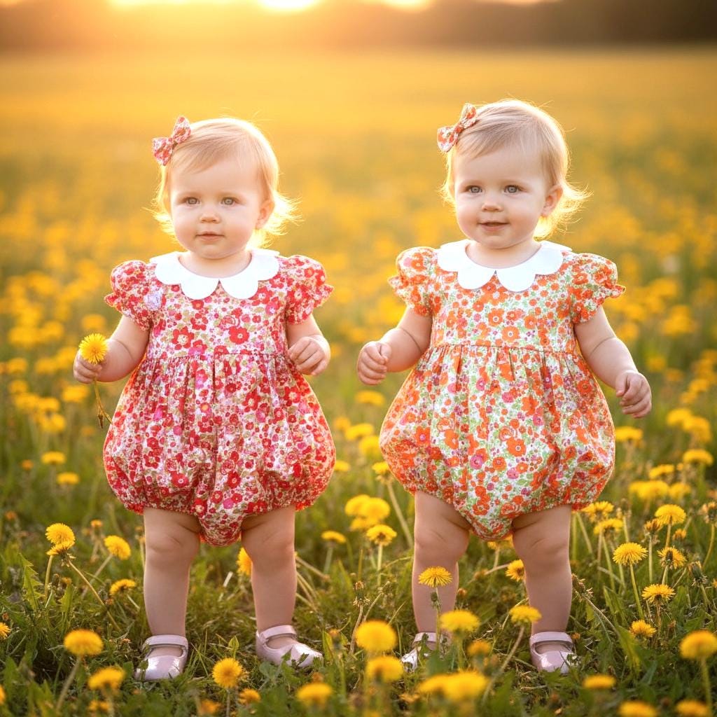 TWINS Baby Liberty London Bubble Romper: Floral Summer Onesie