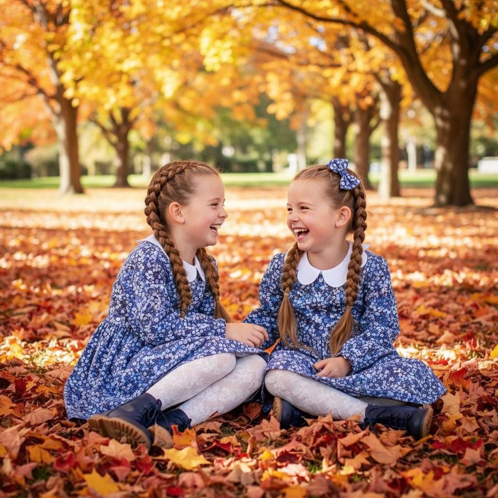 TWINS Girls Liberty London Dress: Long Sleeves, Botanical Floral Print