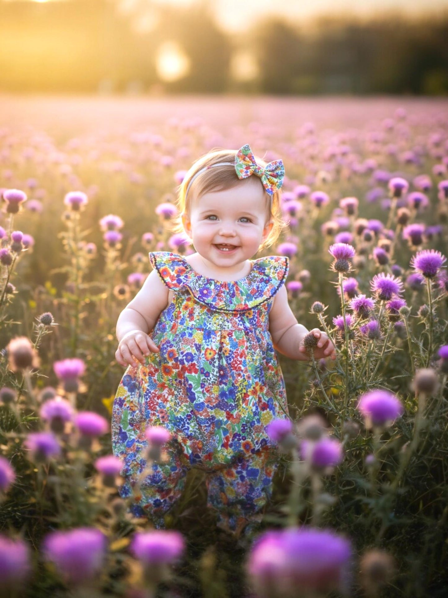Liberty Floral Print Fabric Sleeveless Overalls: Ruffle Collar, Sleeveless Dungarees