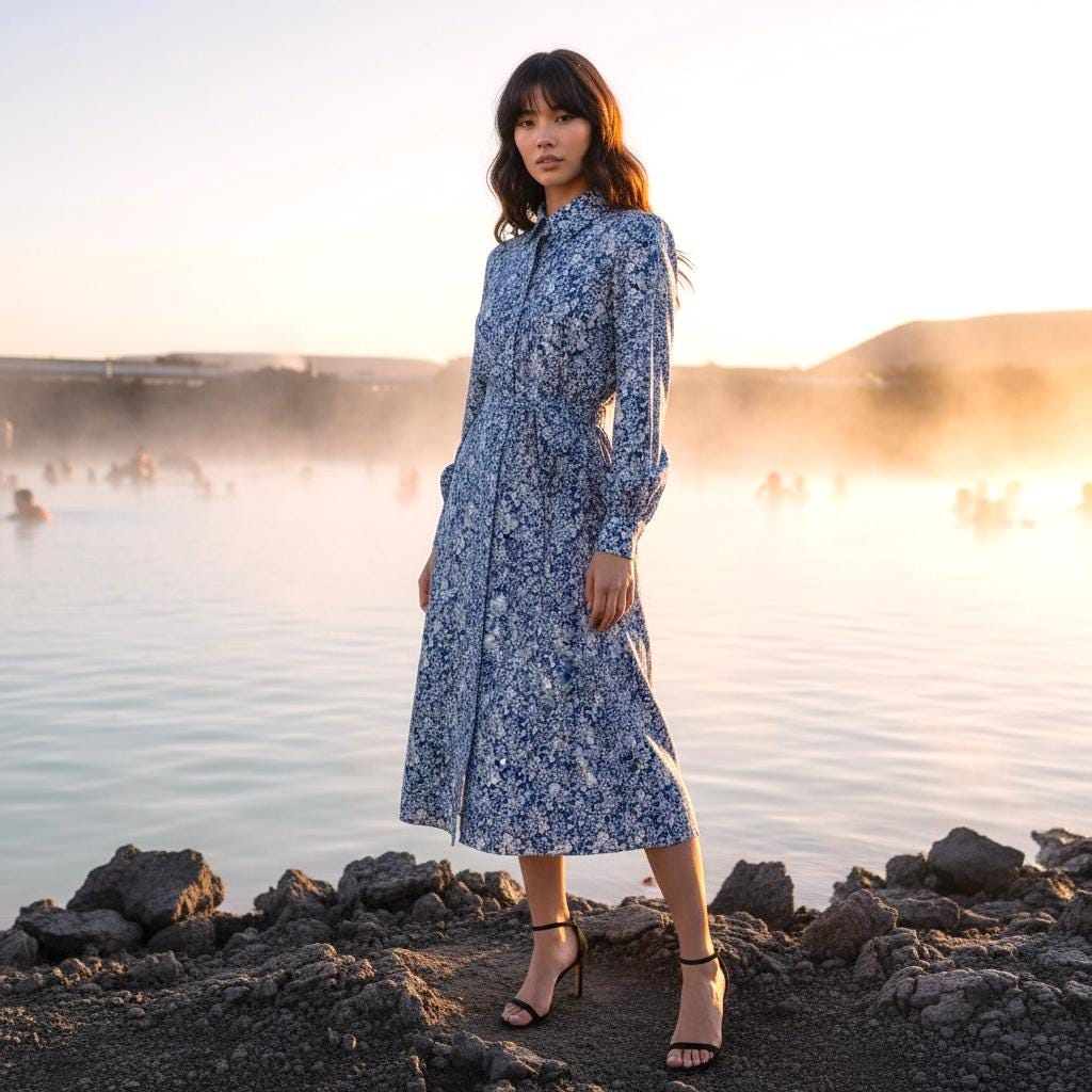 Long Sleeve Liberty London Midi Shirt Dress: Botanical Ditsy Floral Print