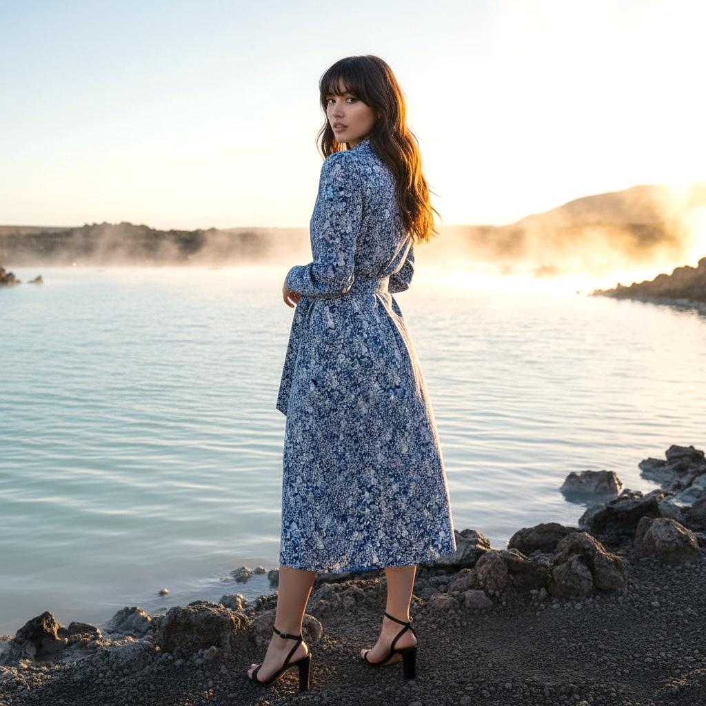 Long Sleeve Liberty London Midi Shirt Dress: Botanical Ditsy Floral Print