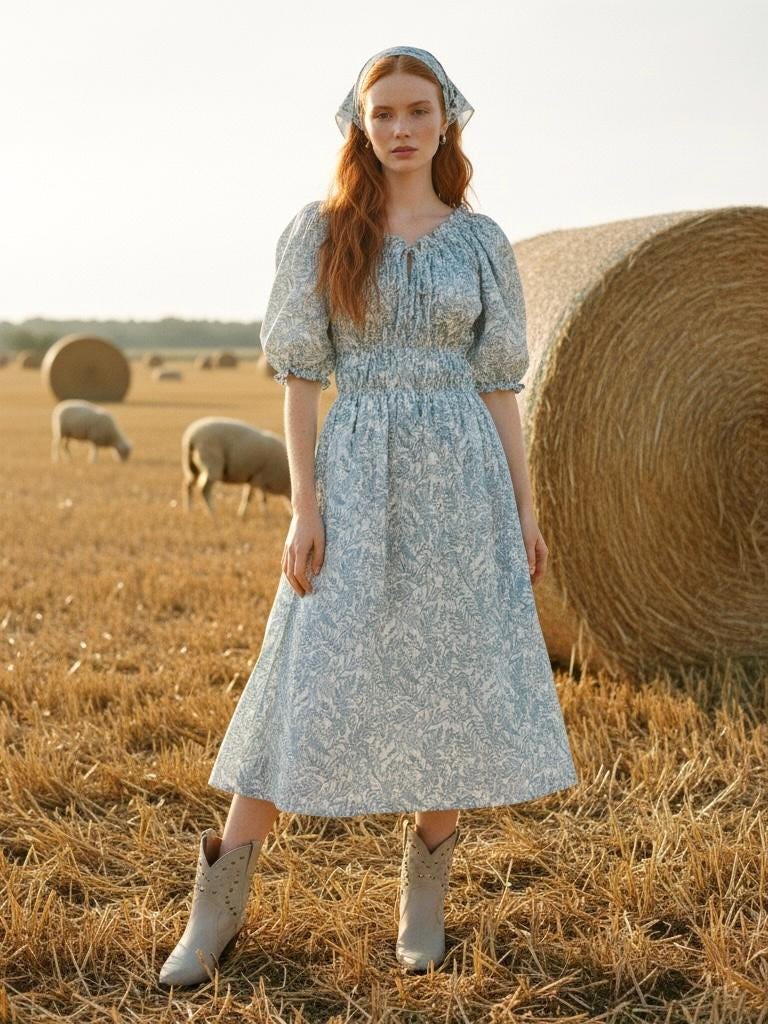 Liberty London Floral Dress, Tana Lawn Cotton Milkmaid Midi Dress