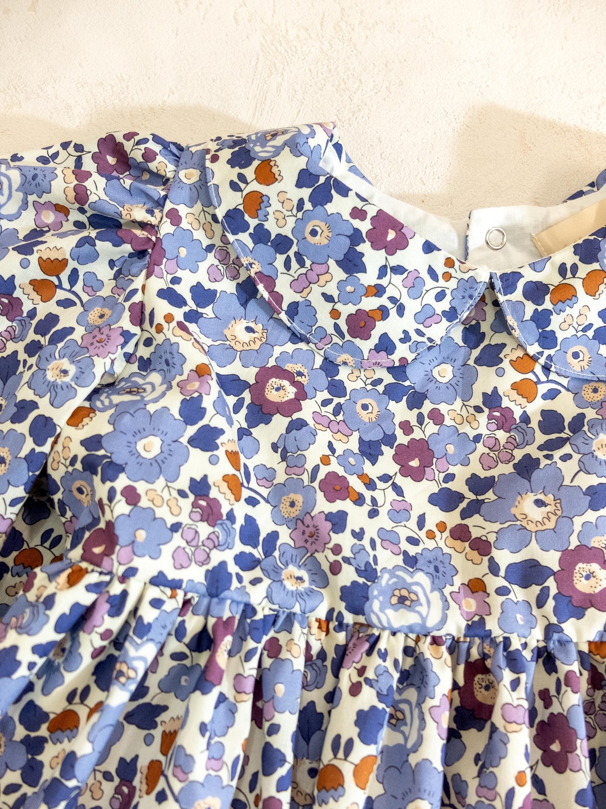 Peter Pan Collar Long Sleeve Liberty Floral Print Girl Dress: Cotton Tana Lawn