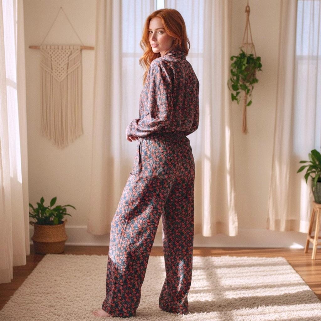 Liberty London Floral Cotton Pajama Set, Long Sleeve Lounge Wear