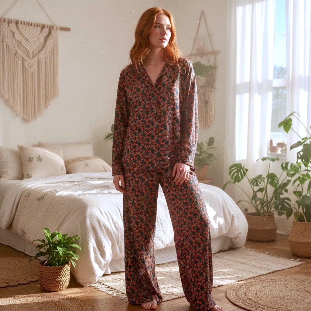 Liberty London Floral Cotton Pajama Set, Long Sleeve Lounge Wear