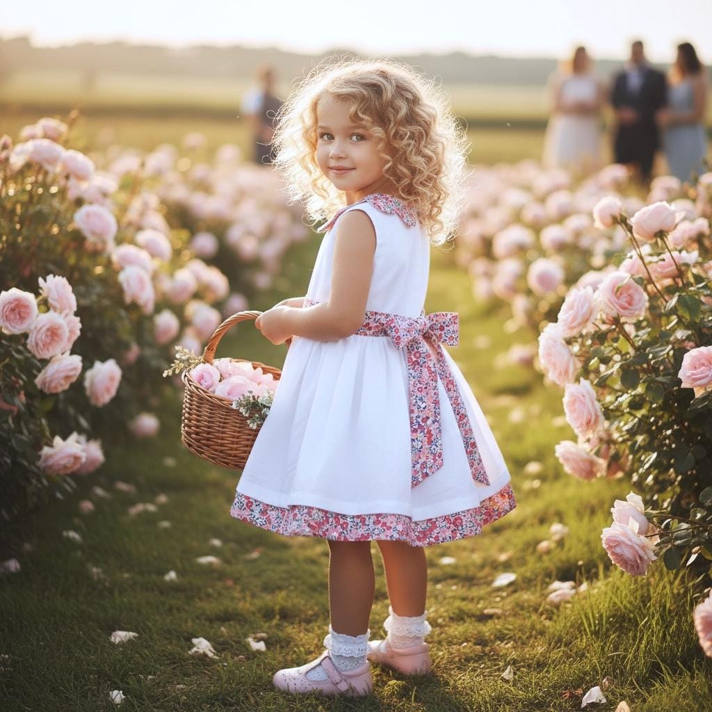 Flower Girl Liberty Dress: White Baptism Dress, Wedding Special Occasion